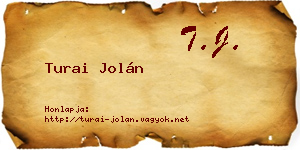 Turai Jolán névjegykártya